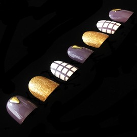 O2 Salon 5635C Full Cover Graphic Design Acrylic Fake False Nails Art Tips for Nail salon, Girls, Women, Bridal Wedding Dating Party (48 pcs/ 2 set)