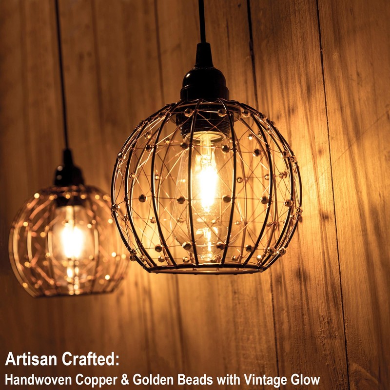Hanging Pendant Lights, Battery Operated Outdoor Chandelier with Warm White