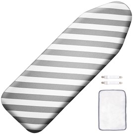 SheeChung Over The Door Ironing Board Cover 14x42 Inch,Thick Iron Covers with Fastener Straps & Pull Bungee Cord,Durable 3 Layers Scorch & Stain Resistant Padded Door Ironing Board Cover