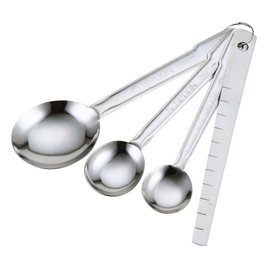 Kai Corporation KAI Stainless Steel Measuring Spoons, Set of 3, Tablespoon, Teaspoon, Half Teaspoon, Thin, with Spatula, Dishwasher Safe, Silver, KAI KITCHEN, Made in Japan, DH8121