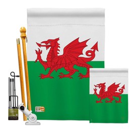 Breeze Decor FK108084-BO Wales World Nationality Decorative Vertical Kit, House & Garden Flags Set w/Flagpole, Multi-Color