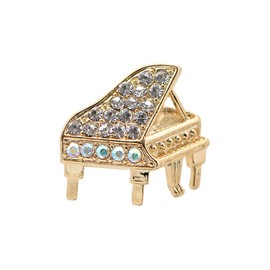 Spinningdaisy Tiny Jewel Crystal Grand Piano Brooch Pin Gold