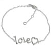 Love Text Word with Heart Charm Bracelet - 925 Sterling