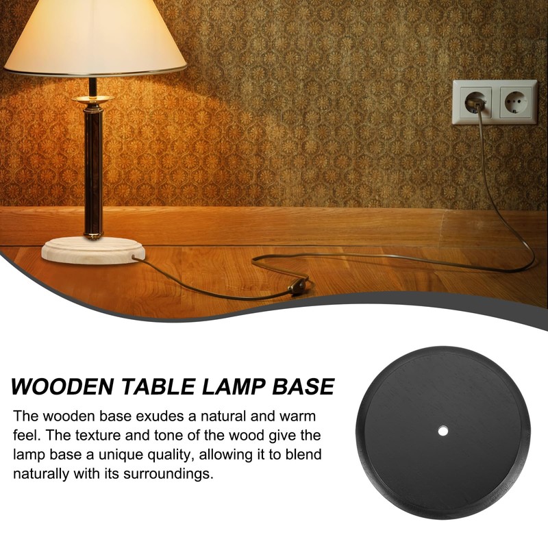PATIKIL 7.75" x 1.2" Wooden Lamp Base, Round Solid Wooden