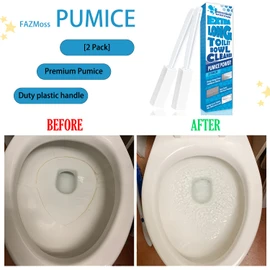 2 Pack Pumice Stone for Toilet Cleaning, Extra Long Handle for Removing Bowl Ring, Pool, Bathroom, Toilet Brush (White)