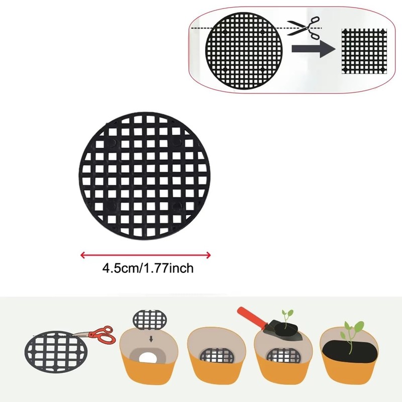 SquEqu 200 Pack Plant Pots Hole Mesh Pad Plastic Flower