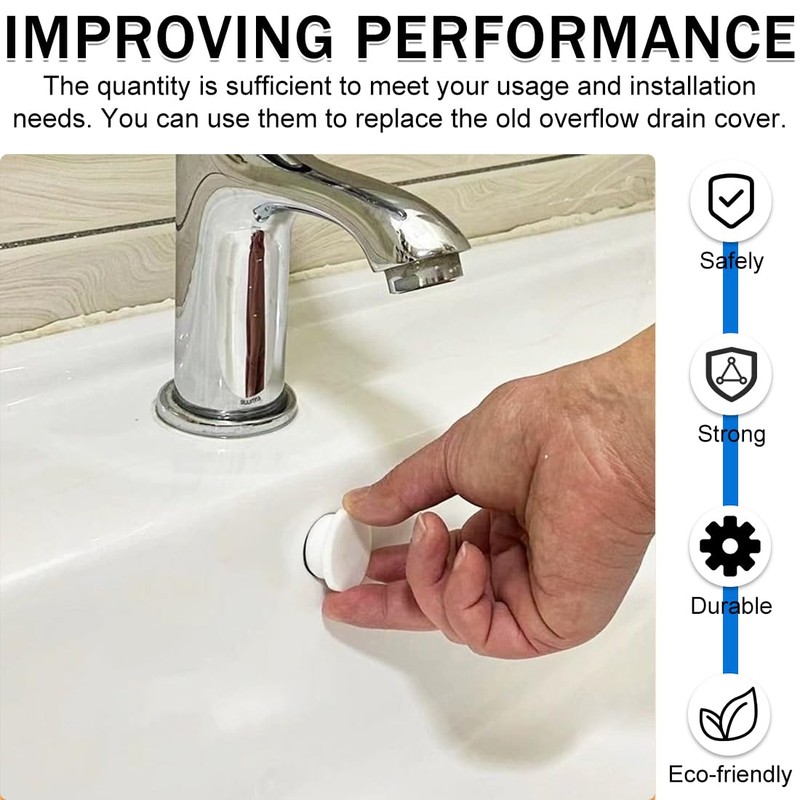 DULZEN Pack of 6 Sink Overflow Cover Overflow Covers for