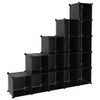 vidaXL Storage Cube Organizer with 15 Cubes - Black Polypropylene