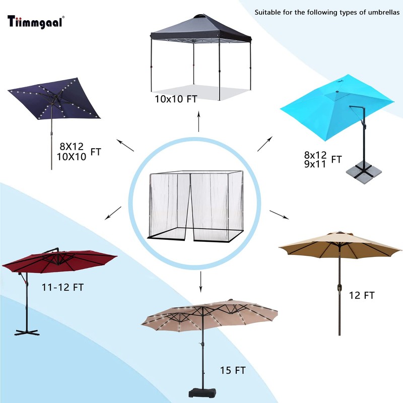 Tiimmgaal 14FT Black Outdoor Umbrella Net, Suitable for Patio Gazebo