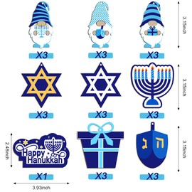 25 Pieces Hanukkah Gnome Ornaments Happy Hanukkah Wood Sign Star of David Menorah Dreidel Hanging Decoration for Hanukkah Party Decoration Home Living Room Wall Decorations