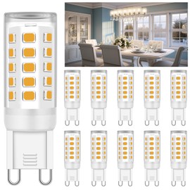 Ugvmn G9 LED Bulb Bi Pin Base 40W Halogen Equivalent Bulbs, 4W No Flicker 3000K Warm White T4 G9 LED Llight Bulbs for Chandelier, 360° Beam Angle, Non-dimmable for Home Lighting, 10 Pack