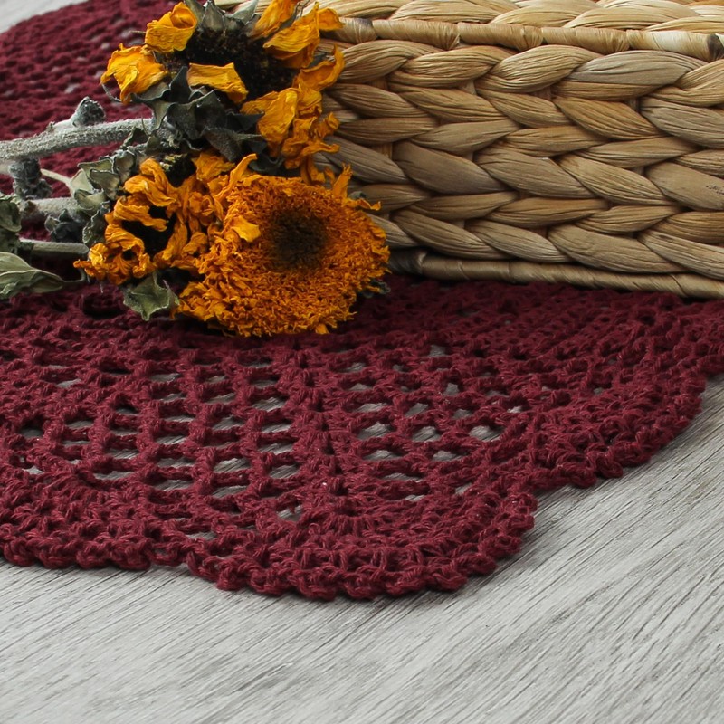 kilofly Handmade Crochet Lace Rectangular Table Runner 15 x 51