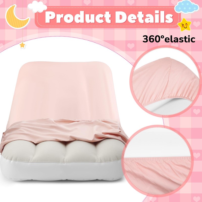 8 Sets Kids Air Mattress Bulk with Fitted Sheet, Pink