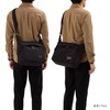 Mustache BAT-4071 Unisex Shoulder Bag, Polyester x Cowhide Leather, Black