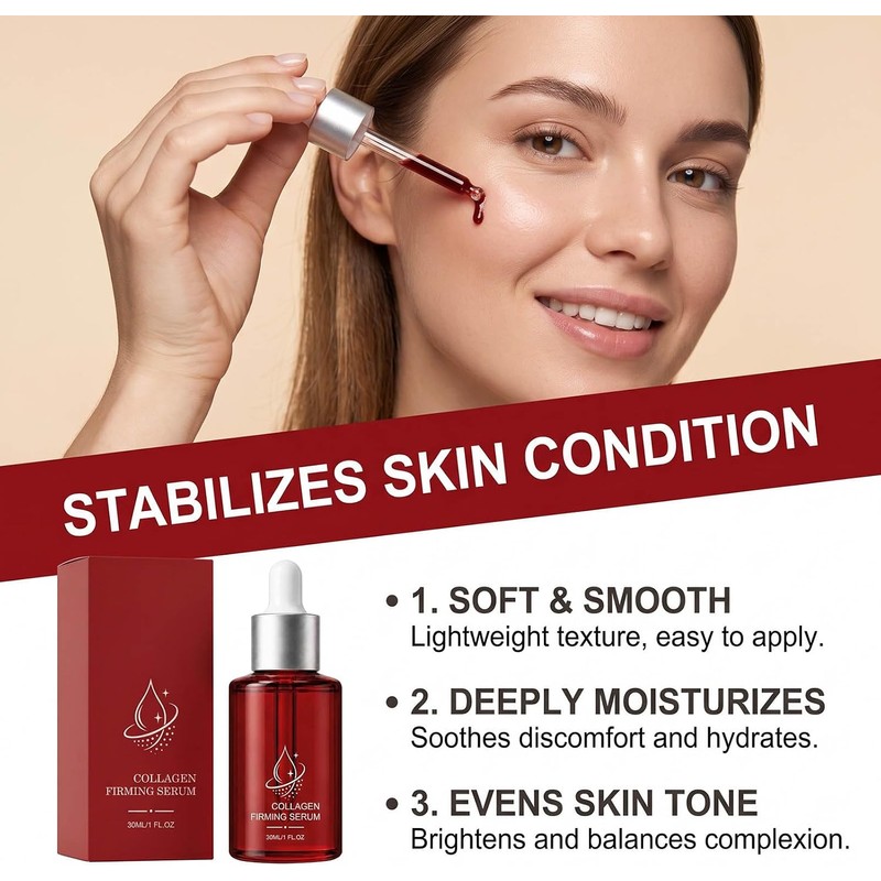 Firming Serum, Collagen Extract & Peptides Facial Serum, Anti-Aging Serum,