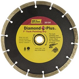 IVY Classic 38194 Diamond Plus 7-Inch Dry and Wet Tuck Pointing Segmented Rim Diamond Blade with 7/8-5/8-Inch Arbor, 1/Card