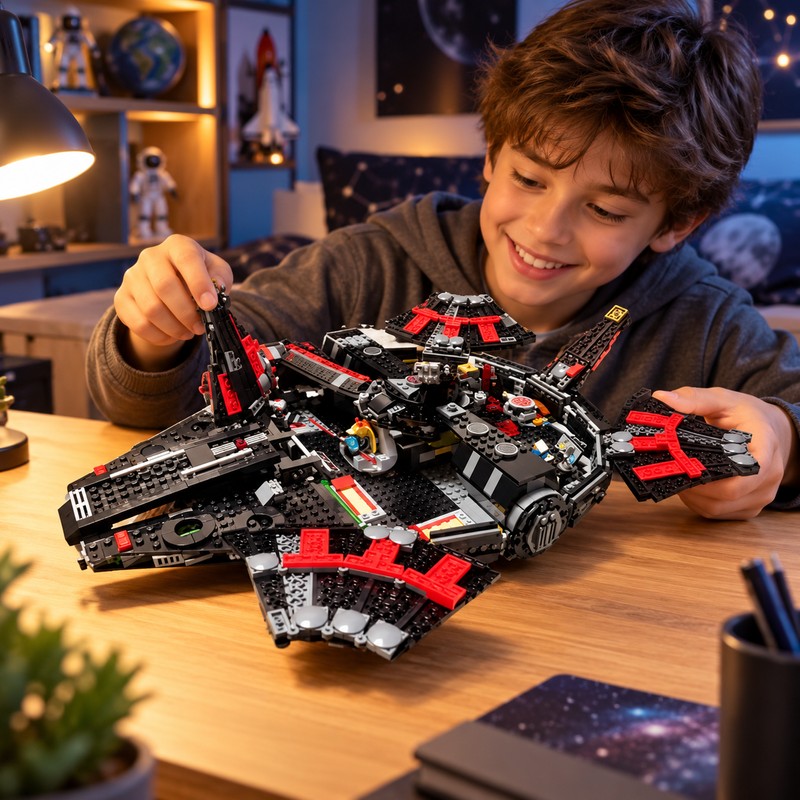 Black Spaceship Vehicle Model – Movie-Inspired Sci-Fi Desktop Ornament and