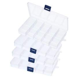 PATIKIL 6.9x4x1 Inch Nail Charm Organizer, 4 Pcs Craft Organizers and Storage Box Grids Clear Plastic Organizer Box Bead Organizer Art Crafts Jewelry Fishing Tools, Transparent