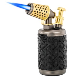 Ambrogio.L Jet Torch Lighter,Tabletop Refillable Butane Gas Windproof Cigar Copper Lighter with Cigar Punch Flame Lock