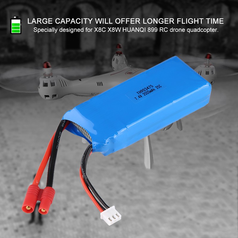 1 Pcs 2S 7.4V 25C 2000mAh Solid Banana Plug Rechargeable