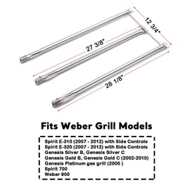 Uniflasy 7508 Grill Burner Tube for Weber Genesis Silver B/C Gold B/C Spirit 700 Spirit E-310, E-320 Side Control Weber 900 Grill Parts Stainless Steel Gas Grill Burner Tube Kit