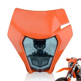 fewfuss Dirt Bike Led Headlight Motorcycle 2020-2022 Enduro Headlight Kit for EXC EXCF SX SXF XC XCF XCW XCFW (Orange-Dual 5)