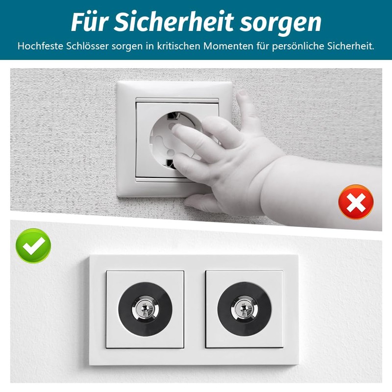 Pack of 2 Socket Lock, Lockable Socket, Child Safety Socket,