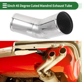 Motoforti 45 Degree Mandrel Exhaust Tube with Bead Roll DIY Custom Car Modified Exhaust Pipe Tubing Piping 5" OD 7.87" Length T304 Stainless Steel Silver Tone