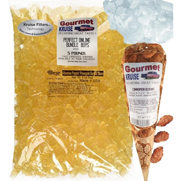 Albanese Pineapple Gummi Bears 5LB Bag With Cinnamon Almonds Delicately