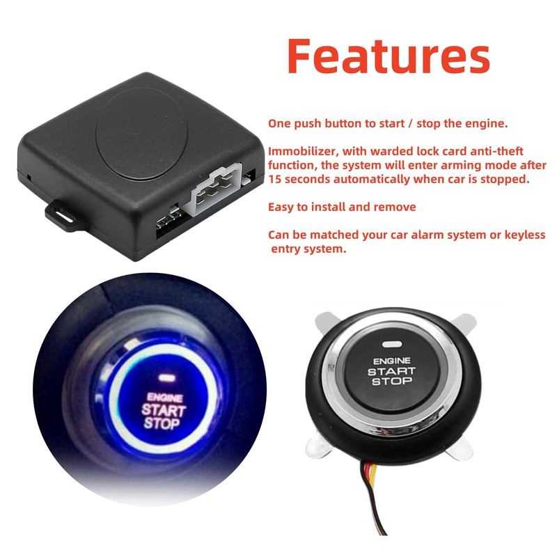 Push to Start Ignition Kit Smart RFID Push Button Engine