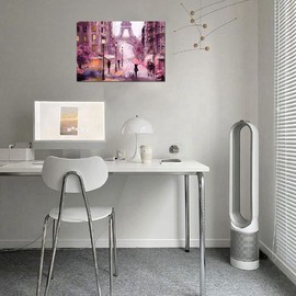 Master Bedroom Decor Pink Eiffel Tower Artwork Living Room Nursery Wall Art Large Picture France Street Landscape Canvas Painting Print for Home Office Decor Framed 20x28inch