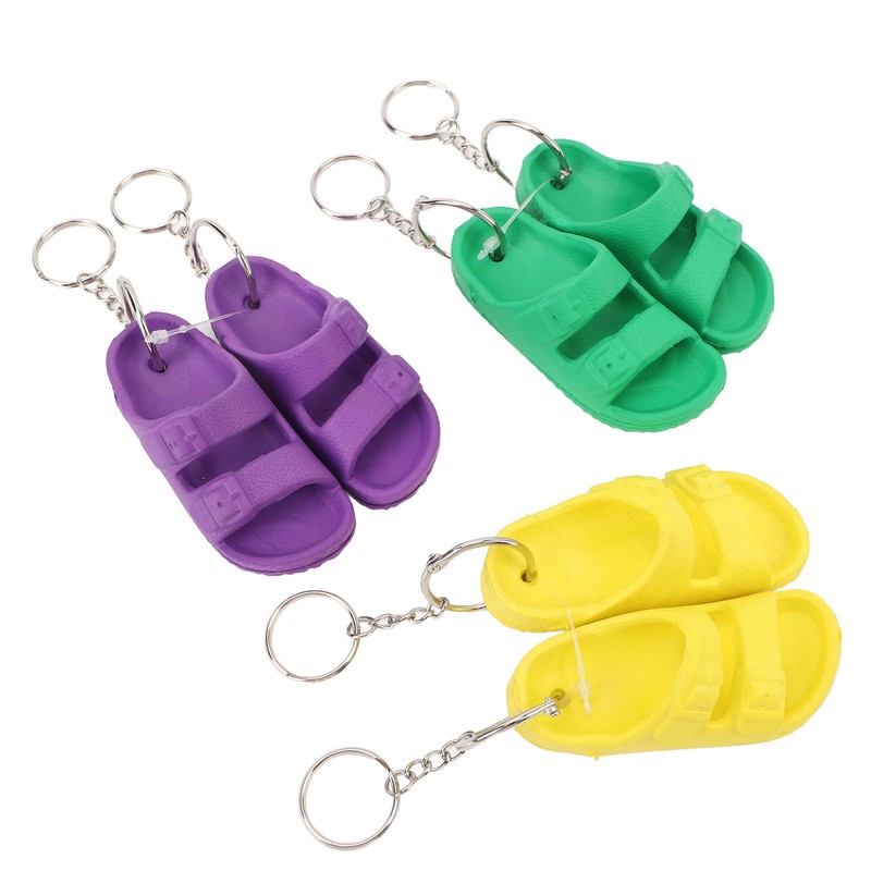 3 Pairs Slipper Keychain Silicone Multifunctional Key Chain Key Ring