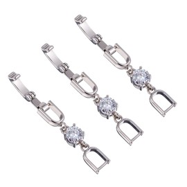 3 Pcs Bracelet Extender Silver Necklace Extenders for Women Crystal Rhinestone Foldover Extension Jewelry Clasps for Bracelet Necklace Jewelry Making (White Gold)