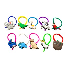 AVIRGO Luggage Tag Flexible Fully Bendable & Bright Silicone Baggage Tags for Travel & Suitcases. Loops for Secure Fastening Travel Bag & Baggage ID Label Tags Set of 10 Pcs…