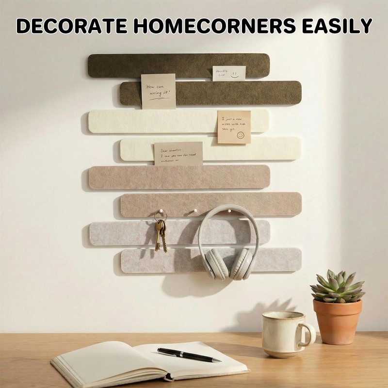 Cork Board Alternative Felt Strip Board 8-Pack 13"x2", Bulletin Board