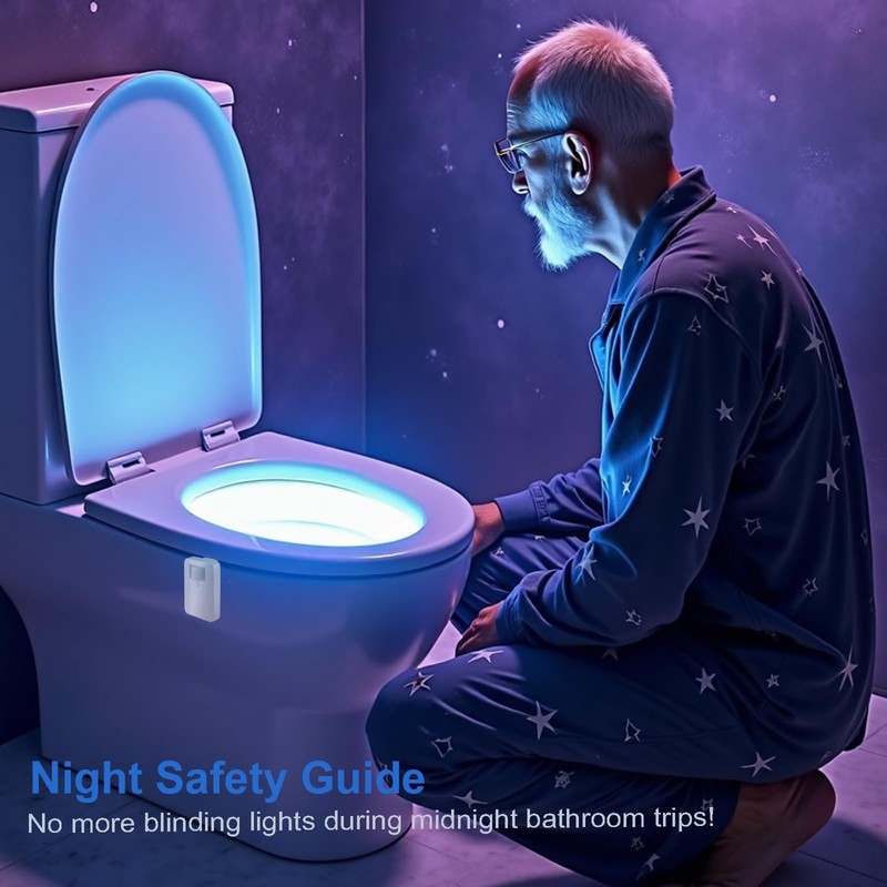 Chunace Toilet Bowl Night Light Motion Sensor, 16 Color Changing
