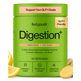 Feel Goods- Gut Guardian, polvo prebiótico y probiótico, fibra orgánica, sin azúcar, hierbas para la hinchazón, salud intestinal                      