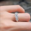 DovEggs Moissanite Engagement Rings for Women 3-Stone 2ct Total 5mm-6.5mm-5mm