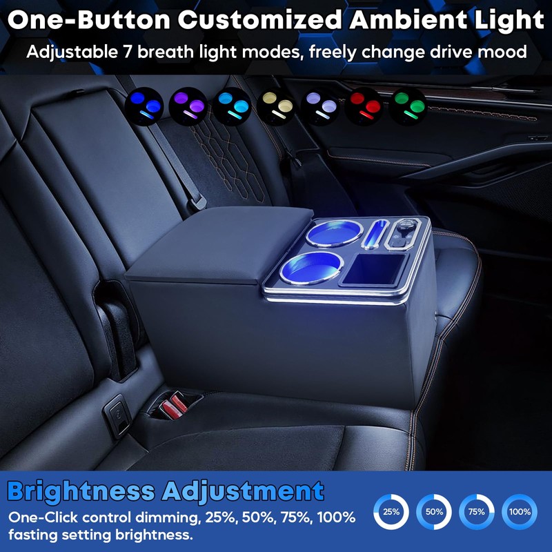 CEMOFE Upgraded Center Console, Wireless Charging Phone Holder & Cup