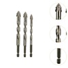 Milageto 3Pcs Four Flute Sawtooth Eccentric Drill Bits Hexagon Shank