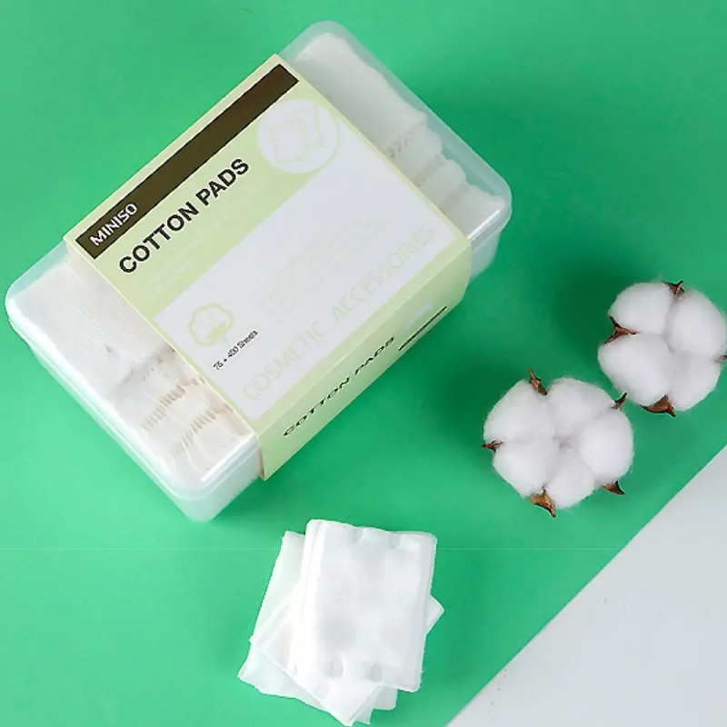 Almohadillas de Algodón Miniso Blancas Doble Cara 400 Piezas Suaves