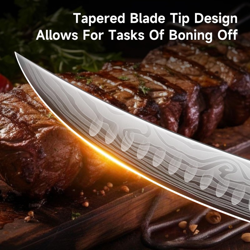 Sunnecko Butcher Knife,Razor Sharp Breaking Knife for Meat Cutting,High Carbon