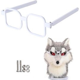 Fursuit Glasses for Fursuit Heads Mask, Foldable Fursuit Accessories Glasses for Furry Costume Cosplay, Rectangular, animal mask - Color: White