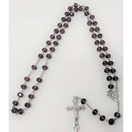 Dark Purple Holy Diamond Cut Rosary Crystal Beads Cross By Sterling Effectz