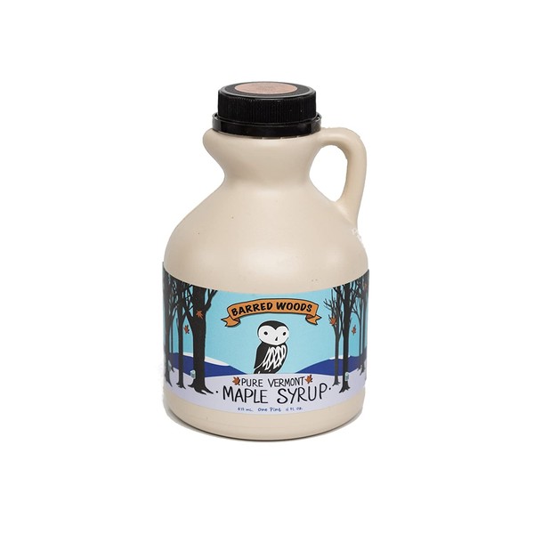 Pure Vermont Maple Syrup - One Pint Jug (16 oz) - Grade A Amber Rich - Barred Woods Maple
