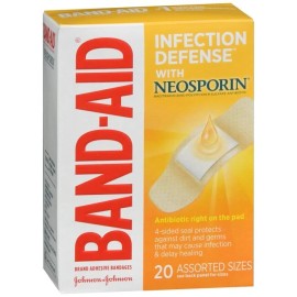 BAND-AID Infection Defense With Neosporin Adhesive Bandages Assorted Sizes 20 EA