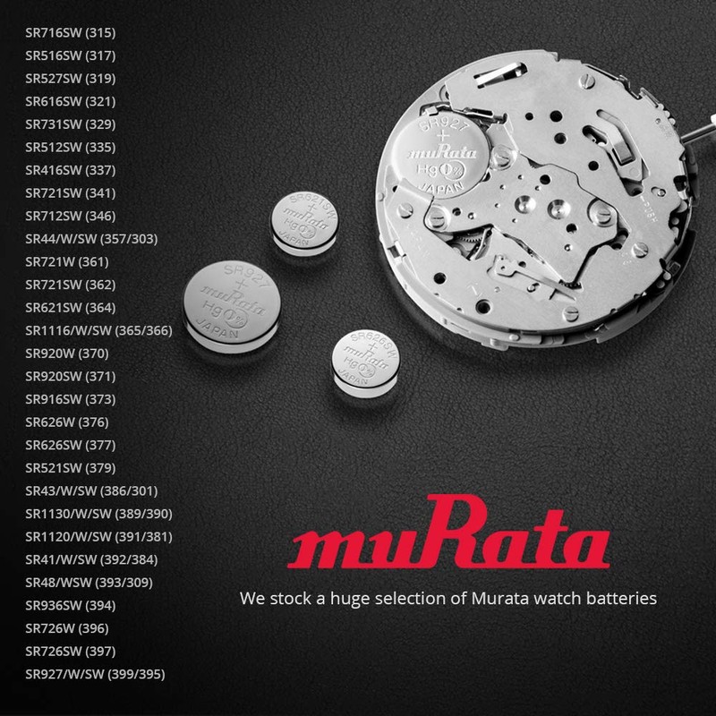 Murata 321 Battery SR616SW 1.55V Silver Oxide Watch Button Cell