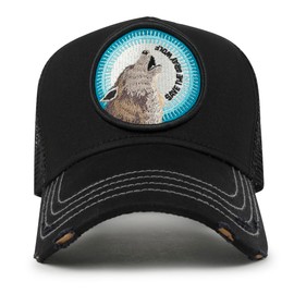 ililily Premium Endangered Gray Wolf Embroidery Baseball Cap Structured Hat (as1, Alpha, m, Black - Gray Wolf)