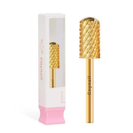 Cnynail Cnynail 3/32" Large Barrel Smooth Round Top Tungsten Carbide Nail Drill Bit Safety Bit for Gel & Acrylic Removal, 2-Way Rotating Efile Tip, Salon Electric File Accessory (2XC Grit, Gold)