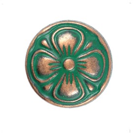 Bezelry 12 Pieces Green Cyan Antique Copper Clover Metal Shank Buttons. (15mm) (19/32 inch)